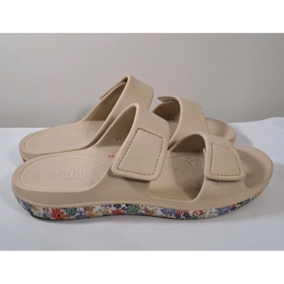 Alegria Orbyt Tan Womens Double Strap Recovery Slide Sandals - Miami Beach EU 41 - Picture 1 of 10